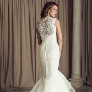 Alencon (French) ivory lace wedding dress bolero (topper) by Paloma Blanca